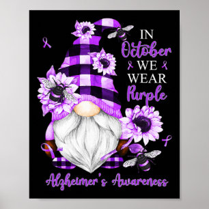 Poster En Octobre Nous Portons Des Gnomes Violets Alzheim