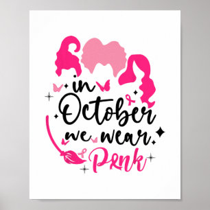 Poster en octobre nous portons le ruban rose sorcière hal