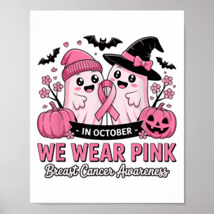 Poster En Octobre, Nous Portons Nk Cute Ghost Cancer Du S