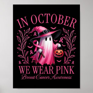 Poster En Octobre Nous Portons Pink Ghosts Cancer Du Sein