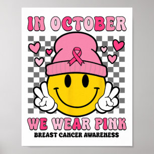 Poster En Octobre Nous Portons Pink Ribbon Ghost Hallowee