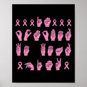 Poster En Octobre Nous Portons Pink Sign Language Breast 