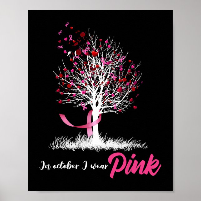 Poster En Octobre Nous Portons Pink Tree Breast Cancer Aw (Devant)
