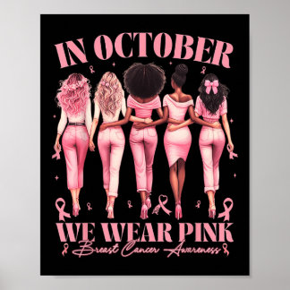 Poster En Octobre Nous Portons Ruban Rose Cancer Sein Sen