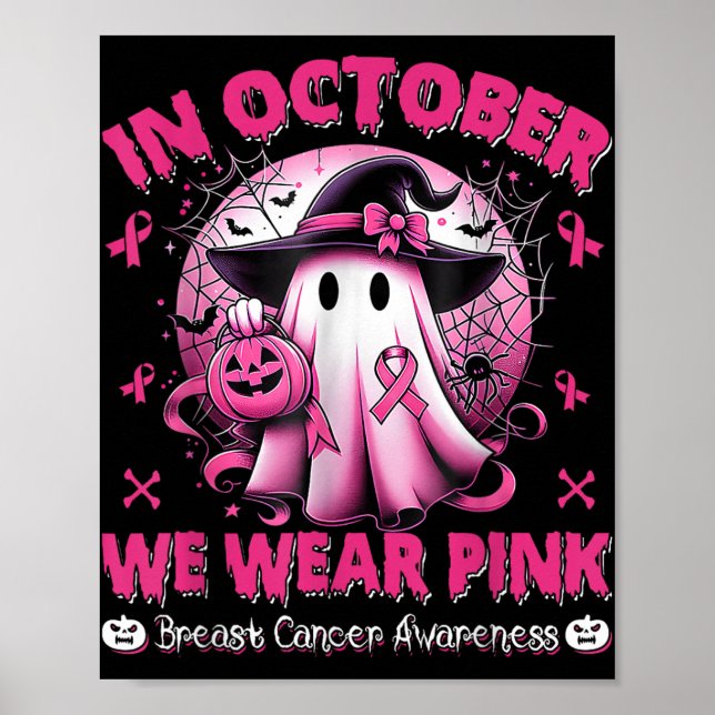 Poster En Octobre Nous Portons Un Tee-shirt Rose Cancer D (Devant)
