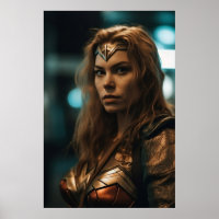 Poster en or et en bronze pour Superhero féminin