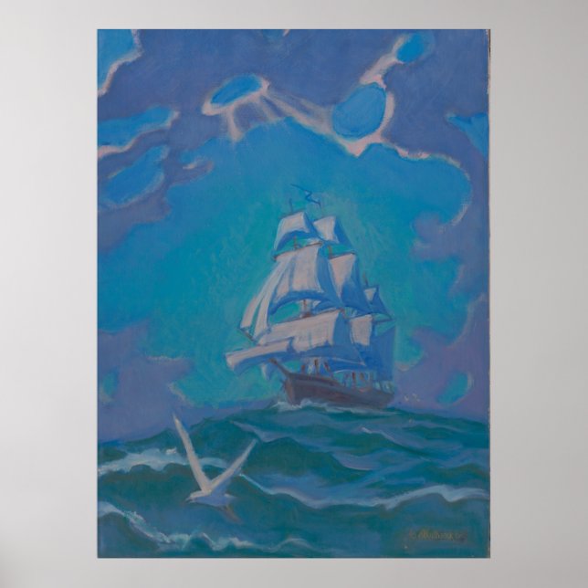Poster En pleine voile - Kulhanek Art Nautique (Devant)