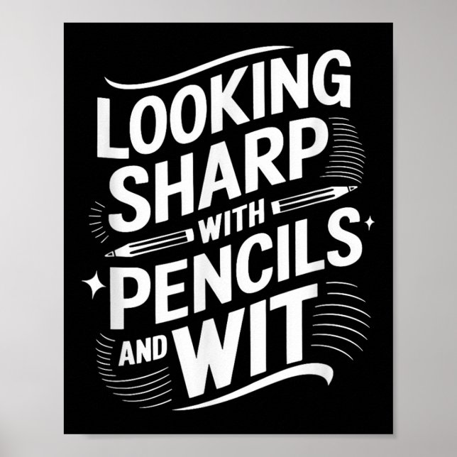 Poster En Regardant Sharp Avec Crayons Et Avec Esprit (Devant)