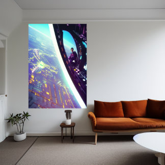 Poster En regardant vers le bas la planète | AI Art Poste