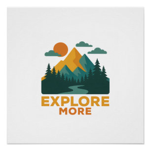 Poster En savoir plus - Retro Mountain & Forest Adventure