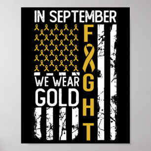 Poster En Septembre Nous Portons De L'or Usa Cancer De L'