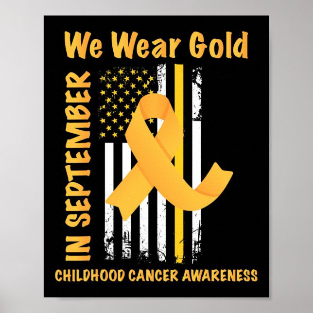 Poster En Septembre Nous Portons Gold Childhood Cancer se (Devant)
