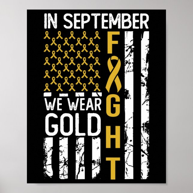 Poster En Septembre Nous Portons Or USA Cancer de l'Enfan (Devant)