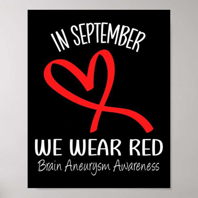 Poster En Septembre Nous Portons Rouge Cerveau Aneurysme  (Devant)