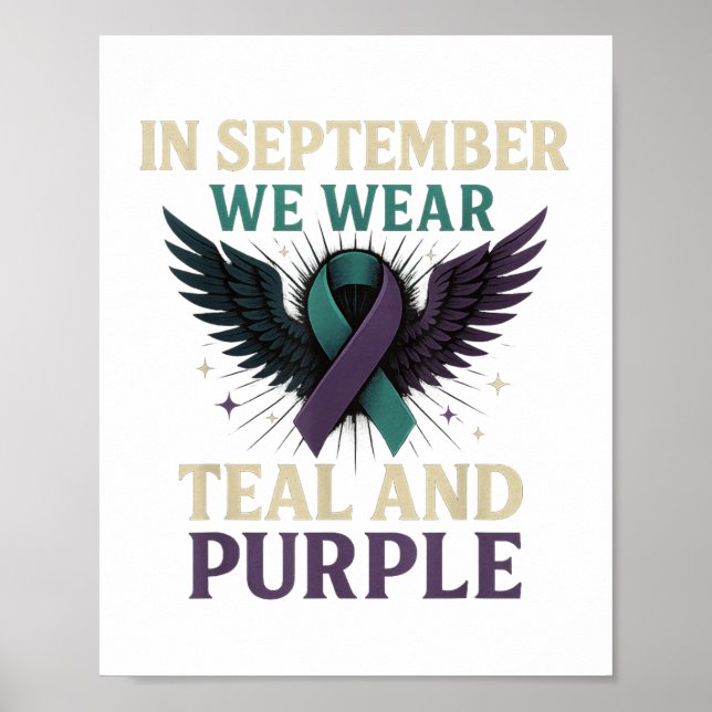 Poster En Septembre Nous Portons Turquoise Et Violet (Devant)