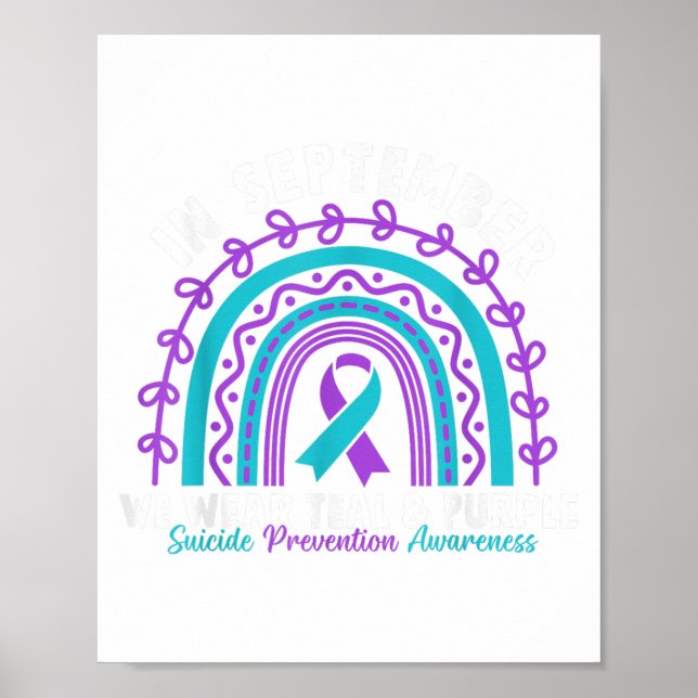 Poster En Septembre Nous Portons Turquoise Ribbon Suicide (Devant)
