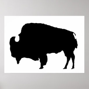 Poster en silhouette unique de bison de pop Art Bu