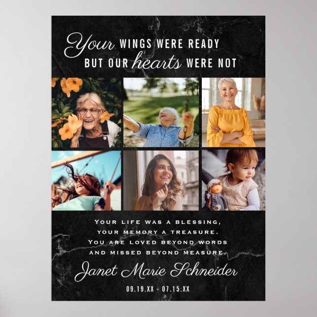 Poster En Souvenir Affectueux | 6 Collage Photo Funéraill (Devant)