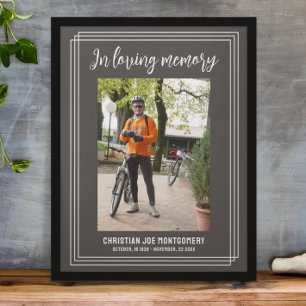 Poster En souvenir affectueux Photo funéraire en gris