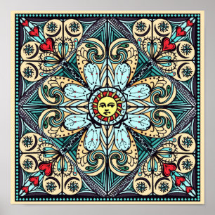 Poster en style vintage Sun Mandala