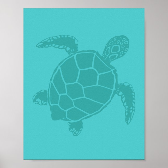 Poster en symbole bleu de tortue de mer (Devant)
