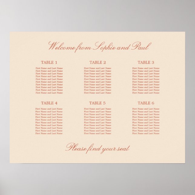 Poster en terre cuite Script 6 Mariage de table (Devant)