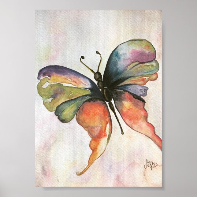 Poster en toile Premium de papillon Happiness (5x7 (Devant)