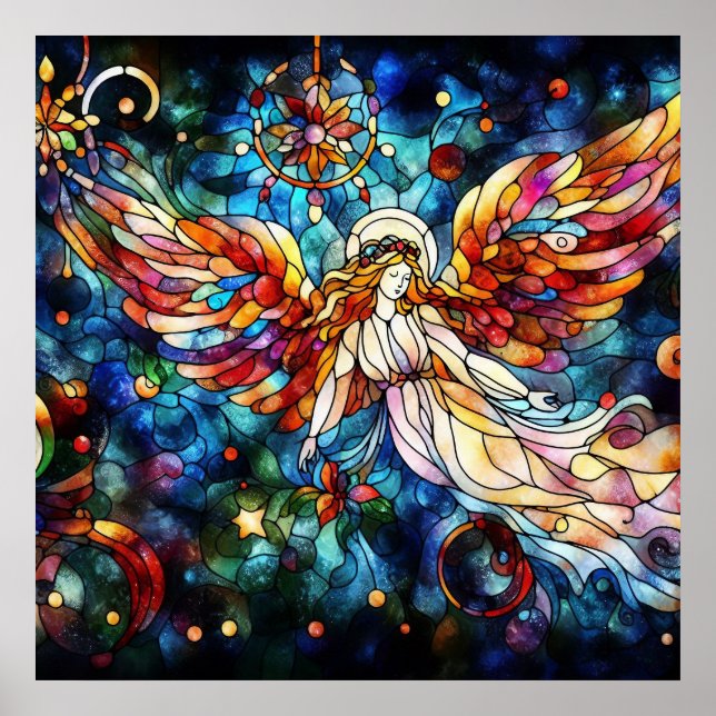 Poster en verre coloré de Noël (Devant)