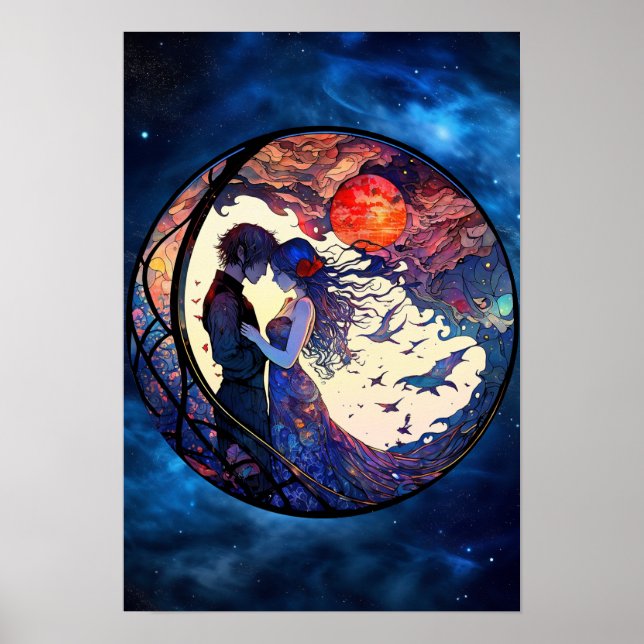 Poster en verre de Couple Faux (Devant)