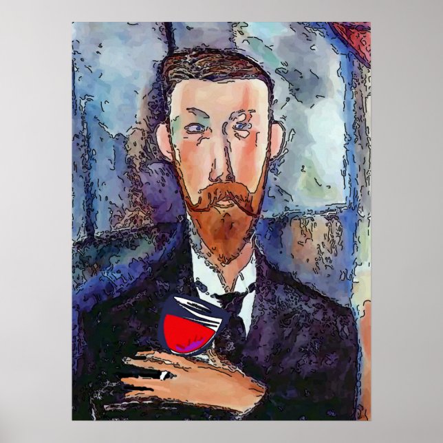 Poster en verre de vin pour jeune homme (Devant)