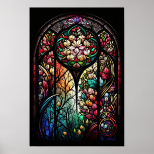 Poster en verre floral à trois volets
