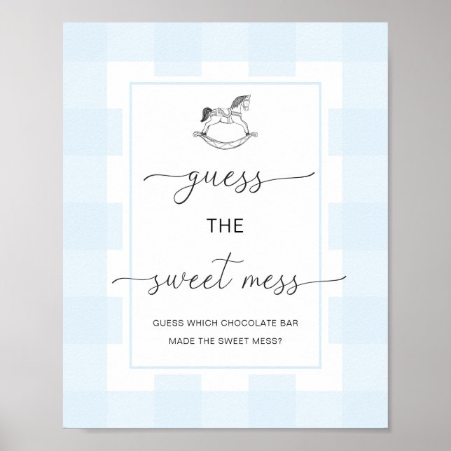 Poster En vichy Bleu Rocking Horse Devine Le Mess Doux (Devant)