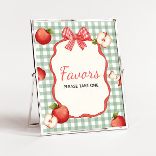 Poster en vichy Pomme de notre oeil Baby shower Faveurs S