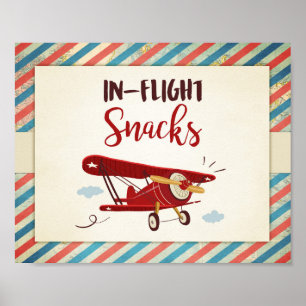 Poster En vol snacks Signaler Avion nourriture table Snac