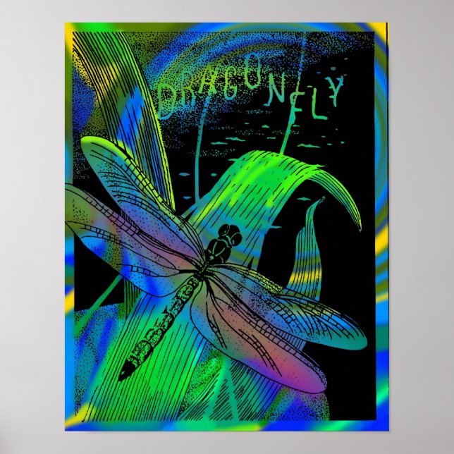 Poster encadré de libellules (Devant)