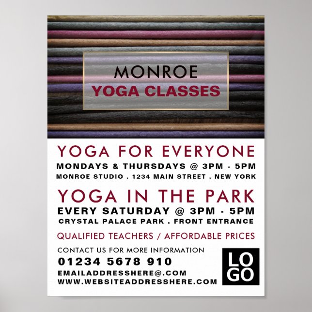 Poster Encens colorés, Classe de Yoga Publicité (Devant)