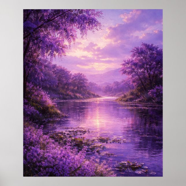 Poster Enchanted River Beneath Purple Sky (Devant)