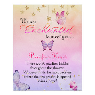 Poster Enchantée À La Rencontre De Papillon Baby shower C