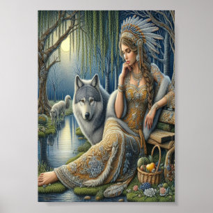 Poster Enchantement lumineux dans la forêt mystique5x7
