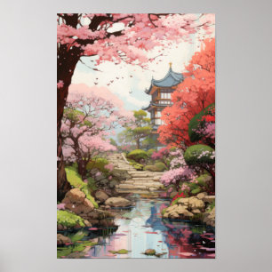 Poster Enchanter Cherry Blossom Garden Studio Ghibli-Ins