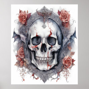 Poster Enchanter Halloween Vampire Crâne Art