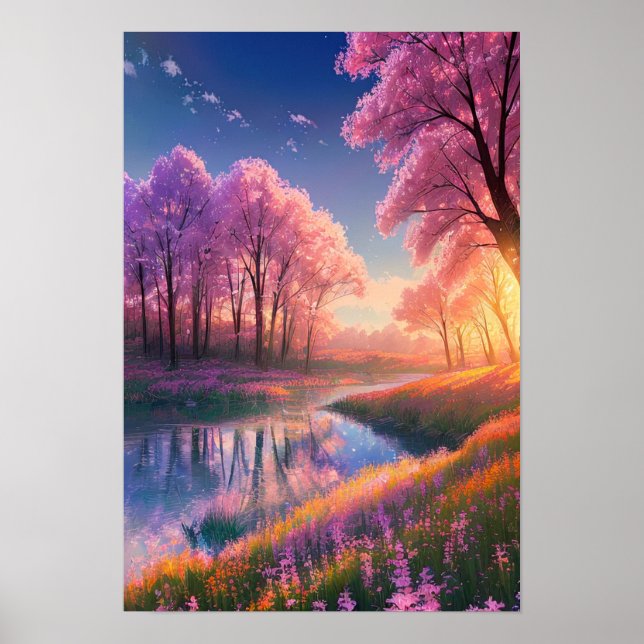 Poster Enchanter le coucher du soleil se déroule dans la  (Devant)