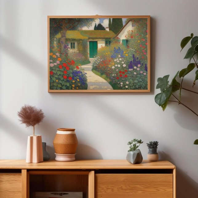 Poster Enchanter Vintage Cottage Paysage Peinture (Créateur téléchargé)