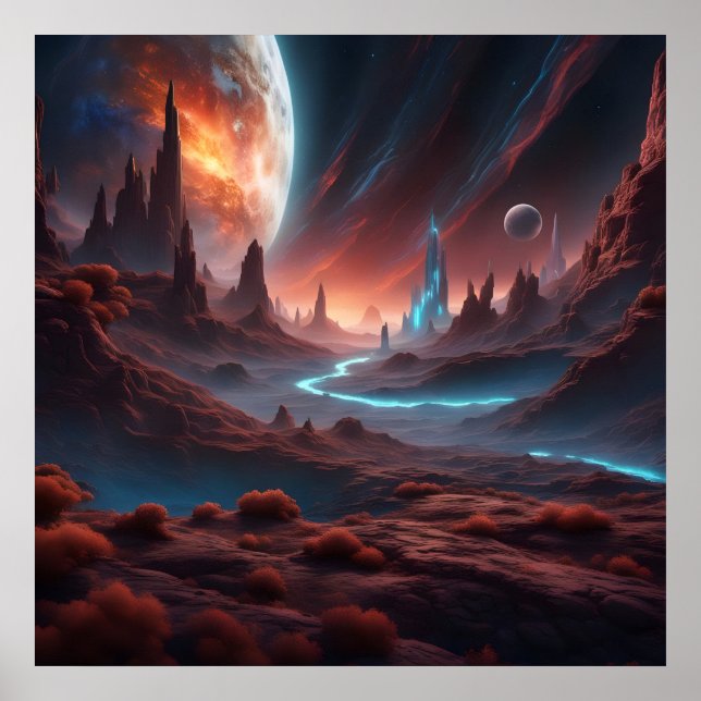 Poster Enchanteur Sci-Fi Surreal Extraterrestrial World (Devant)