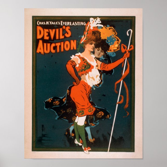 Poster Enchère du diable Femme en Costume Théâtre 2 (Devant)