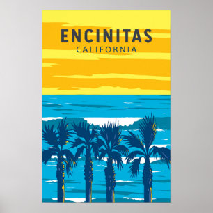 Poster Encinitas Californie Voyage Art Vintage