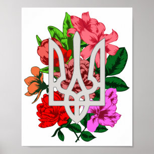 Poster Encore botanique et trident ukrainien tryzub