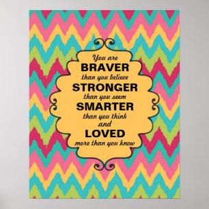 Poster Encouragement Chevron Vert Turquoise Jaune Rose