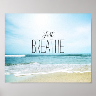 Poster Encouragement Just Breathe at the Beach