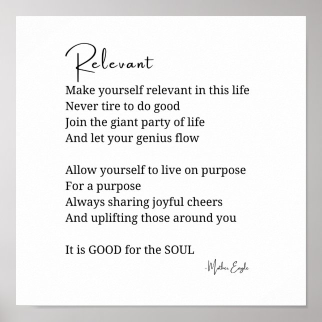 Poster Encouragement pertinent Poème inspirationnel affic (Devant)